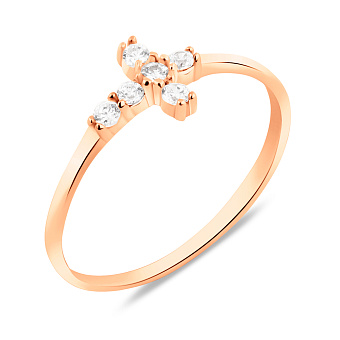 Золотое кольцо Крестик с фианитами (арт. 155652)