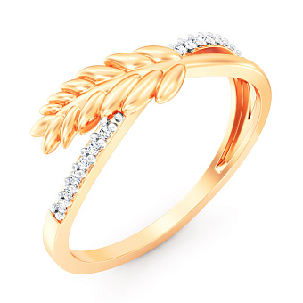Золотое кольцо Колосок с фианитами (арт. 1401054)