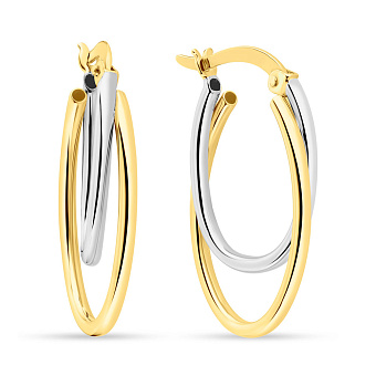 Фото Серьги-кольца из желтого и белого золота (арт. 108872/30жб)