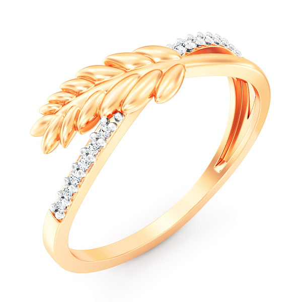 Золотое кольцо Колосок с фианитами (арт. 1401054) – изображение 1