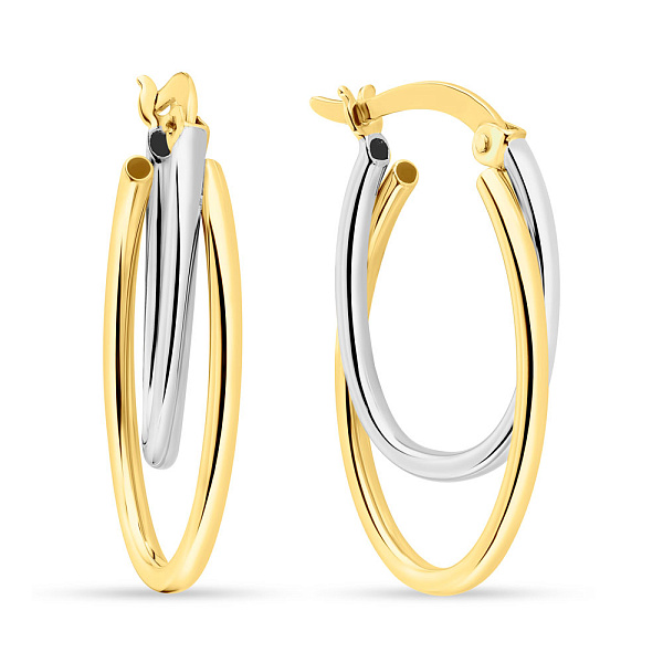 Сережки-кільця з жовтого і білого золота (арт. 108872/30жб) – зображення 1