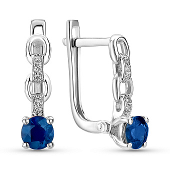 Фото Золотые серьги с сапфиром и бриллиантами (арт. С011322бс)