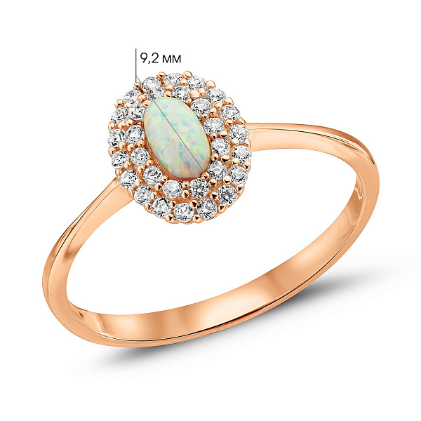Золотое кольцо с опалом и фианитами (арт. 156205Поб) – изображение 3
