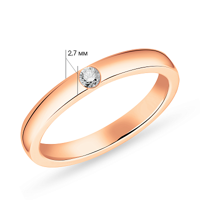 Обручальное кольцо из красного золота с бриллиантом (арт. К239216005)