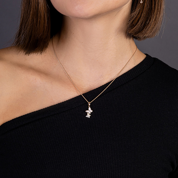 Золотая подвеска Бабочки с эмалью и фианитами (арт. 441209еп) – изображение 2