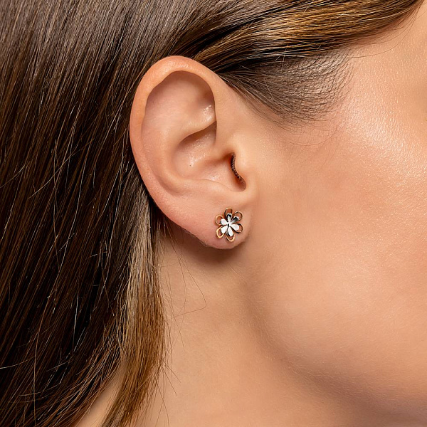 Золотые серьги пусеты Цветочки (арт. 111065кб) – изображение 3