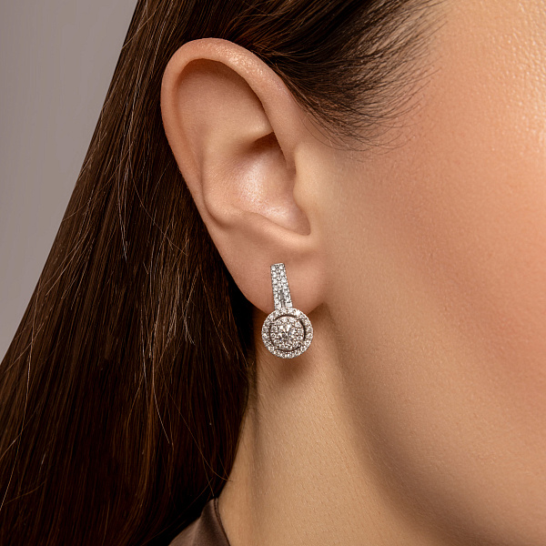 Золотые серьги с бриллиантами (арт. 2192181202) – изображение 2