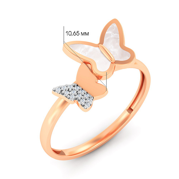 Золота каблучка Метелики з емаллю і фіанітами (арт. 141209еп) – зображення 6