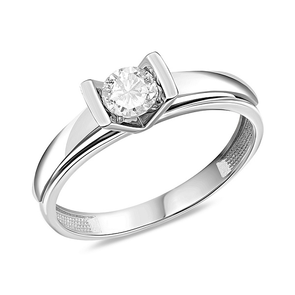 Золотое помолвочное кольцо с фианитом (арт. 141044б) – изображение 1