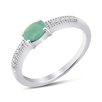 Серебряное кольцо с изумрудом и фианитами (арт. 7501/1762943Изм)