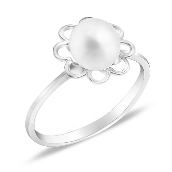 Золотое кольцо «Цветок» с жемчугом (арт. 154370бпрлб)