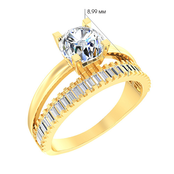 Золота каблучка для заручин з фіанітами (арт. 140414ж) – зображення 2