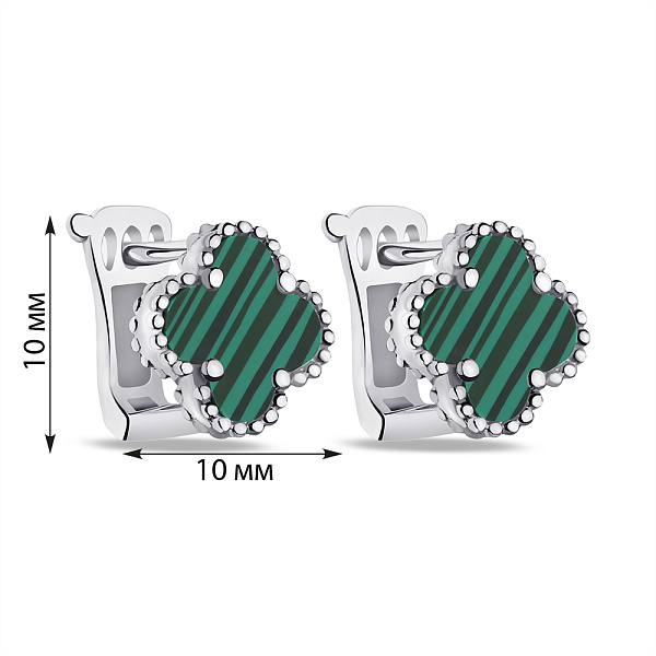 Сережки зі срібла з малахітом (арт. 7502/3929/10млх) – зображення 2