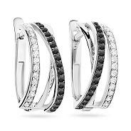 Сережки Синергия из белого золота с фианитами (арт. 110193бч)