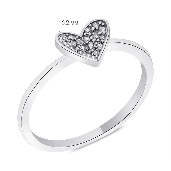 Серебряное кольцо Сердце с фианитами  (арт. 7501/6132) – изображение 2