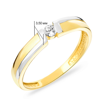 Золотое помолвочное кольцо с фианитом (арт. 140496ж)