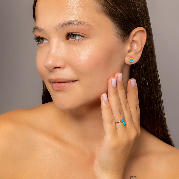 Золоті сережки пусети Лýна з емаллю (арт. 110871ет) – зображення 3