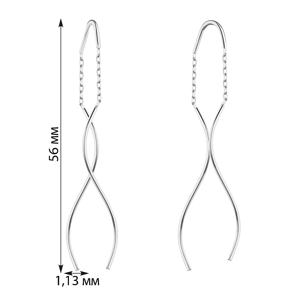 Серьги-протяжки из белого золота (арт. 107120б) – изображение 2