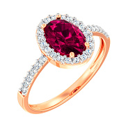 Золотое кольцо с гранатом и фианитами  (арт. 141159Пгр)