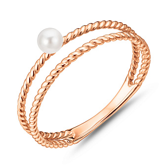 Подвійна каблучка з золота з перлиною (арт. 140943)