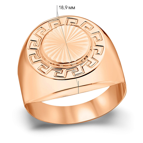 Золотая печатка с греческим орнаментом (арт. 180553) – изображение 4