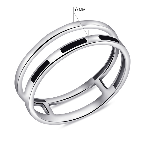 Серебряное двойное кольцо с эмалью (арт. 7501/684ечкп) – изображение 2