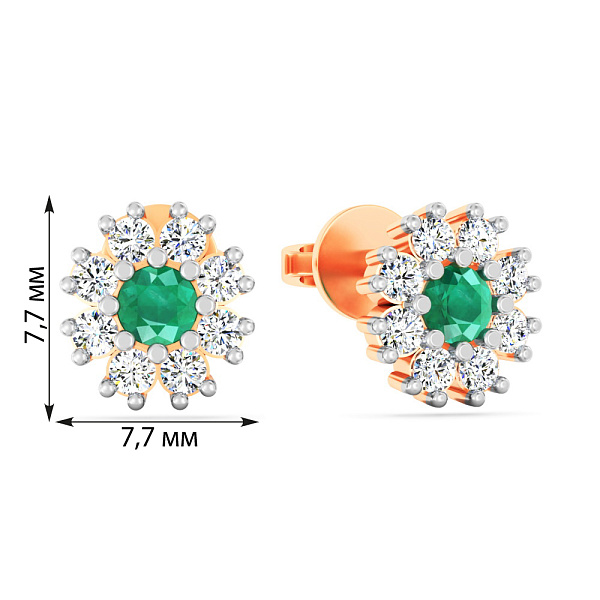 Золотые серьги с изумрудом и бриллиантами (арт. Т011692и) – изображение 4