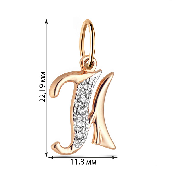 Золота підвіска Літера Н з фіанітами (арт. 440291) – зображення 2