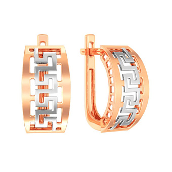 Фото Серьги Олимпия из красного золота с греческим орнаментом (арт. 111182)