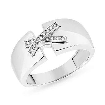 Кольцо из белого золота с фианитами (арт. 150676б)