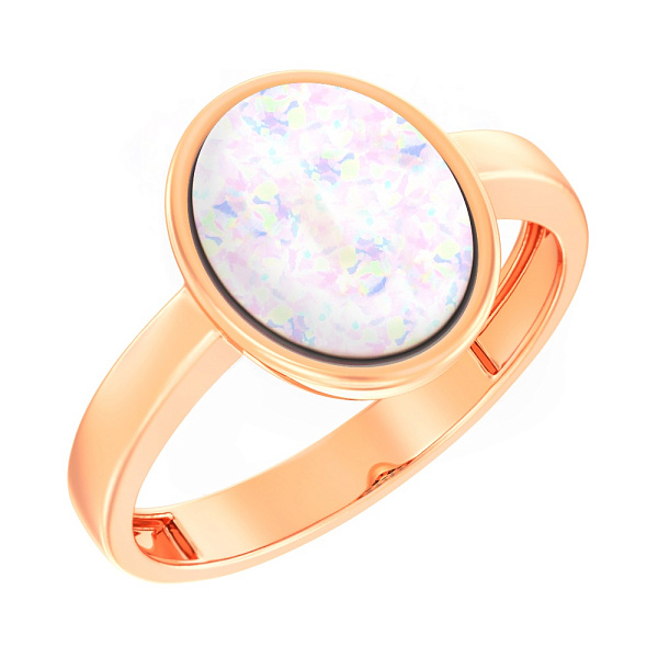 Золота каблучка з великим білим опалом (арт. 141146ПоГ) – зображення 1
