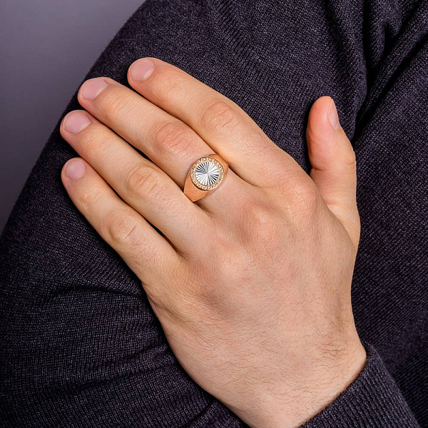 Золотая печатка с греческим орнаментом (арт. 180574кб) – изображение 3