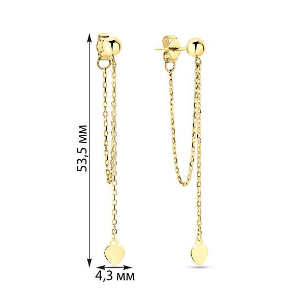 Серьги Fly из желтого золота с цепочкой (арт. 109786ж) – изображение 4