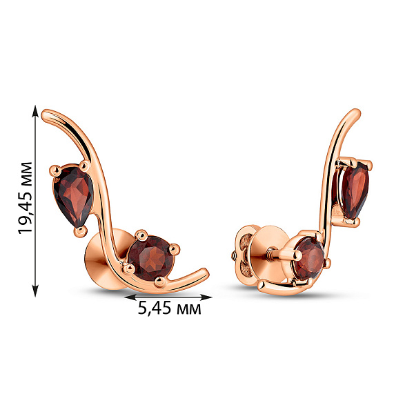 Золоті сережки з гранатом  (арт. 1101070Пк) – зображення 4