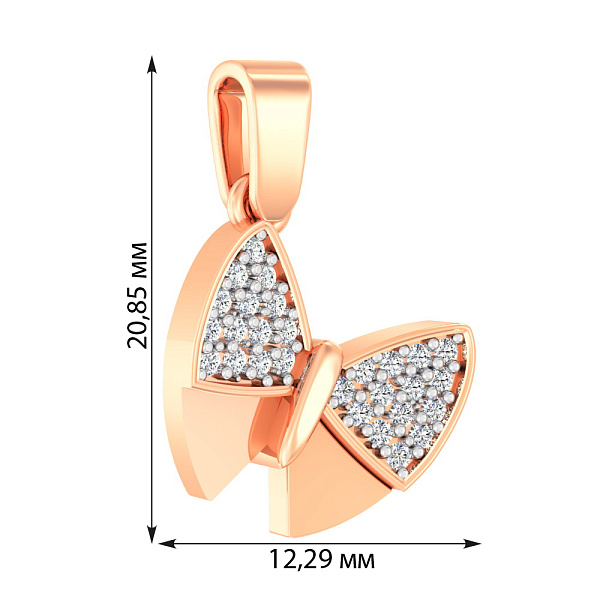 Золота підвіска «Метелик» з фіанітами (арт. 442600) – зображення 3