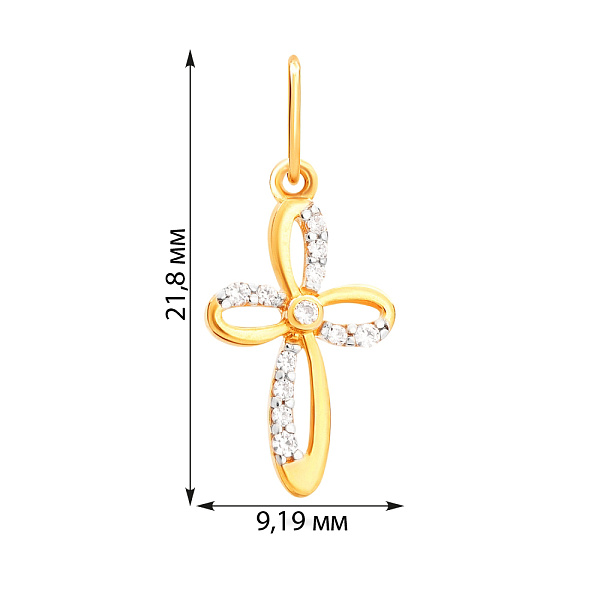 Золота підвіска-хрестик з фіанітами (арт. 440411ж) – зображення 2