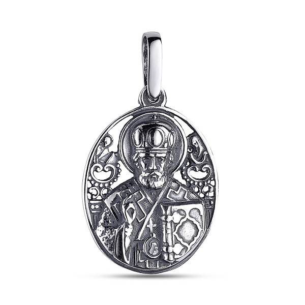 Серебряная ладанка иконка Николай Чудотворец (арт. 7917/3493-ч) – изображение 1