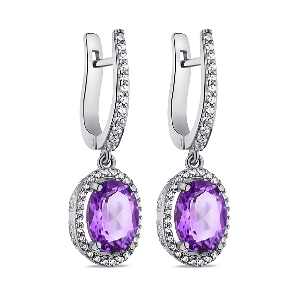 Серьги из серебра с аметистом и фианитами  (арт. 7502/2298А) – изображение 1