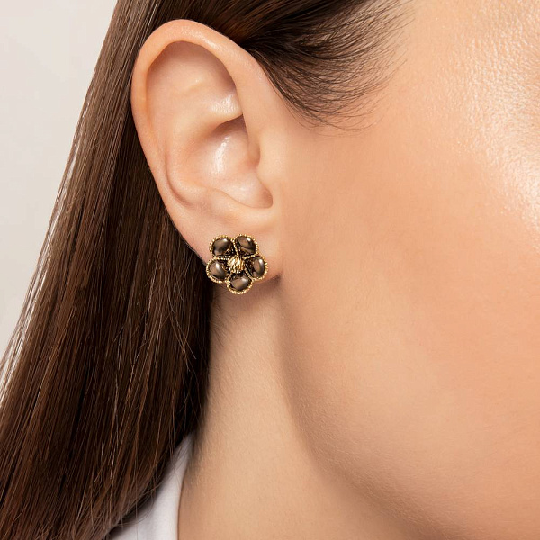 Золотые серьги пусеты Francelli Цветы (арт. 107381жкр) – изображение 2