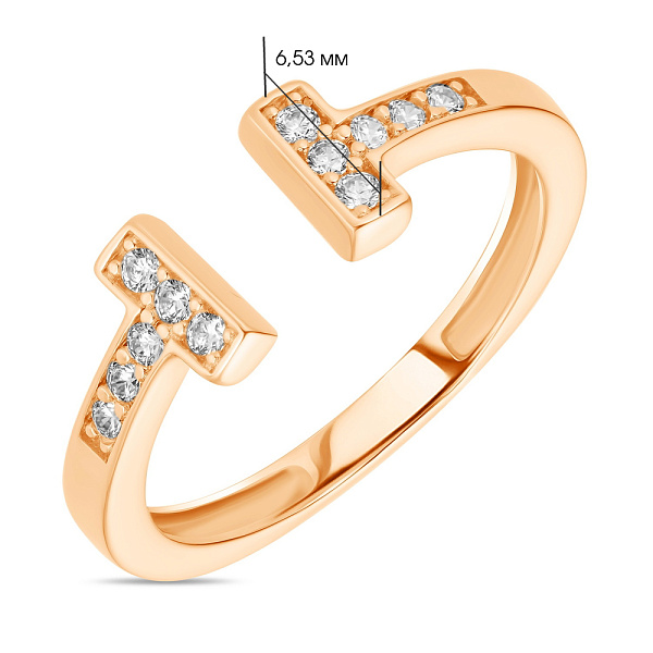 Каблучка з червоного золота з фіанітами (арт. 154575) – зображення 2