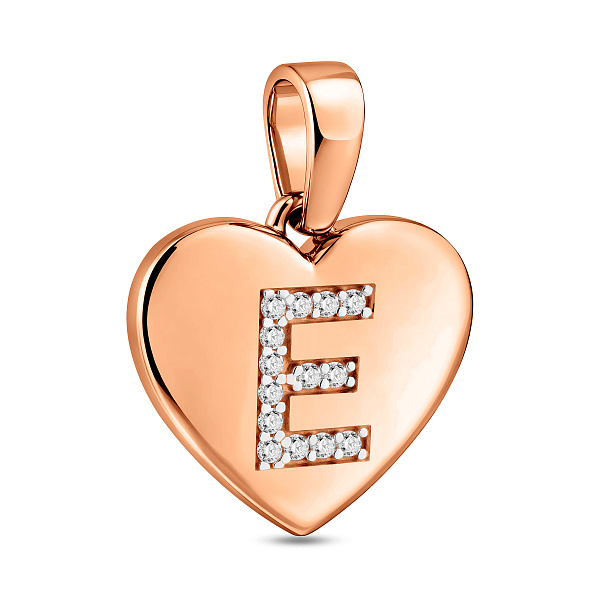 Кулон Буква Е из красного золота с фианитами (арт. 440984) – изображение 1