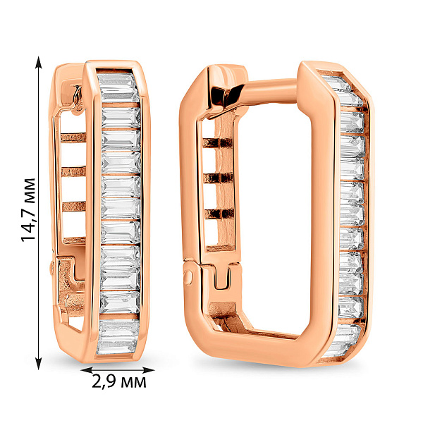 Золоті сережки з доріжкою з фіанітів (арт. 1101043) – зображення 4