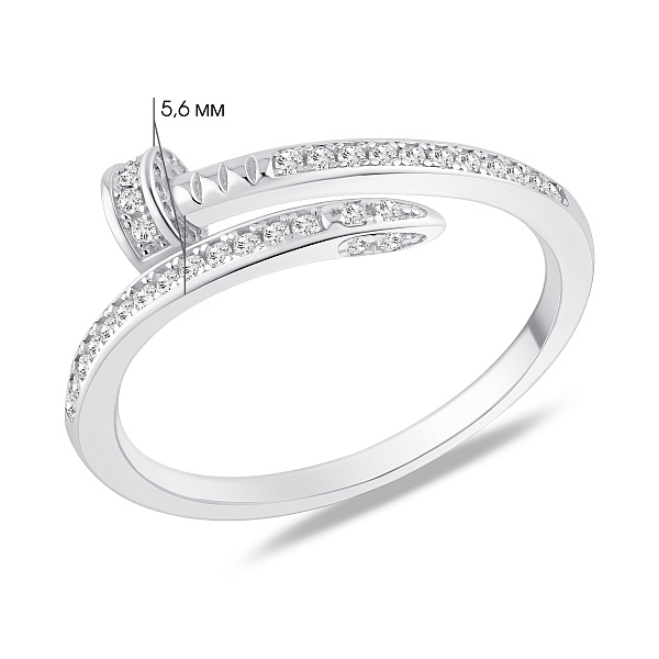 Серебряное кольцо гвоздик с фианитами (арт. 7501/6985) – изображение 2