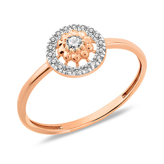 Фото Каблучка з червоного золота з діамантами (арт. К011683010)