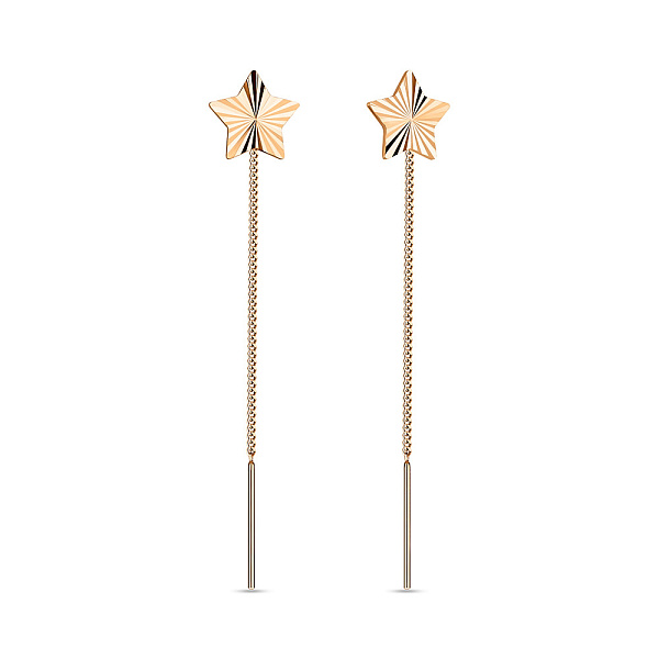 Сережки-протяжки "Звезды" из золота (арт. 108186) – изображение 1