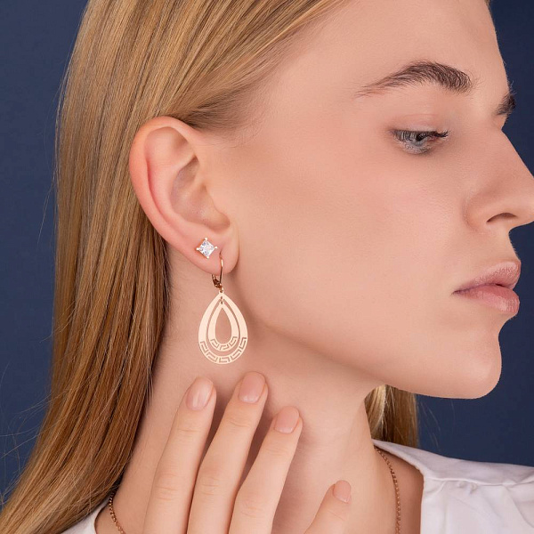 Сережки-пусети з фіанітами (арт. 109888) – зображення 2