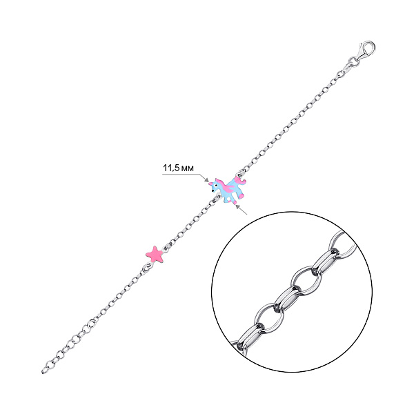 Детский браслет из серебра с эмалью (арт. 7509/3611егр) – изображение 2