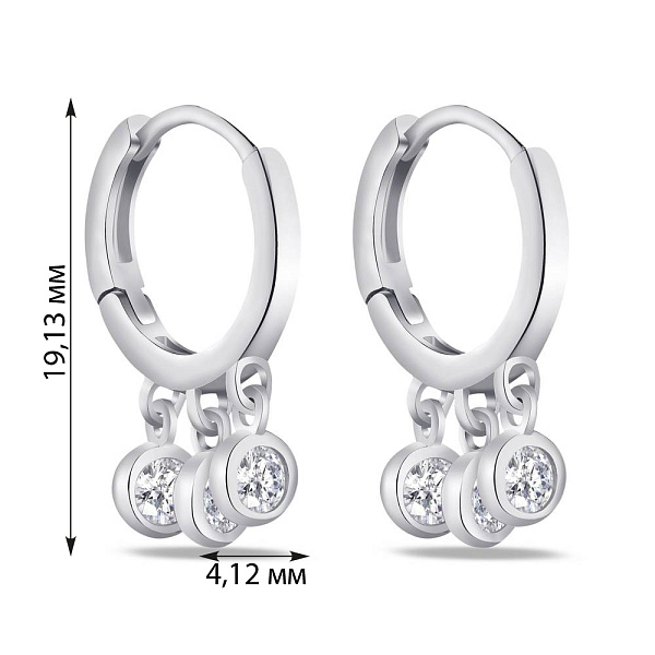 Серебряные сережки кольца с подвесками (арт. 7502/4286/10) – изображение 2