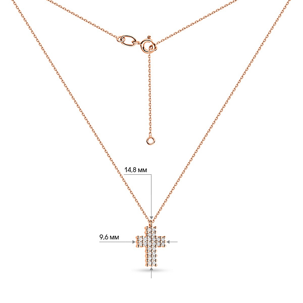 Золоте кольє з хрестиком і діамантами (арт. Ц011278030) – зображення 3