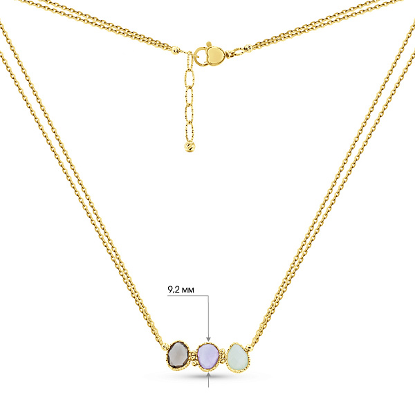 Колье Francelli из желтого золота с аметистом, хризопразом и кварцем (арт. 352755жА) – изображение 4